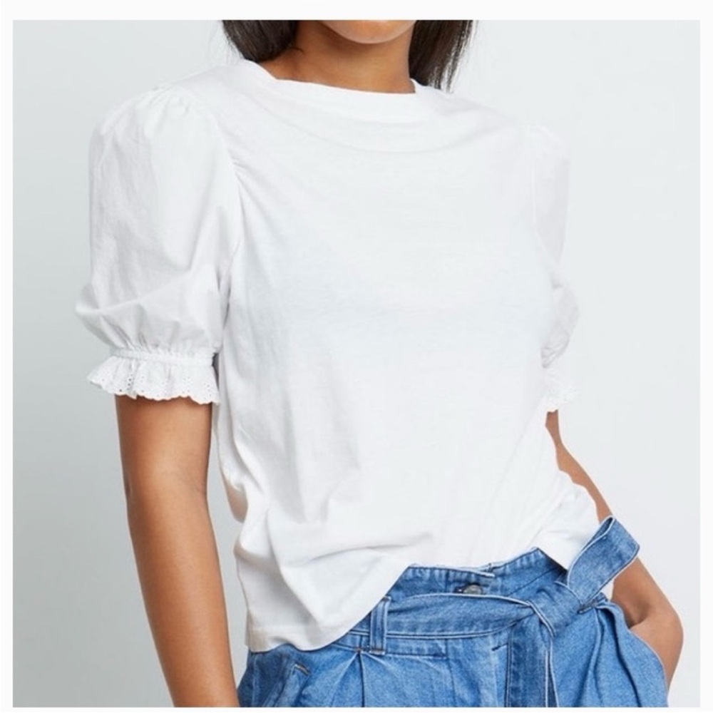 Rails Laurel White Puff Sleeve Eyelet Tee